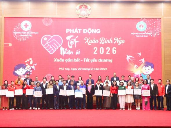 Cộng đồng doanh nghiệp Phú Thọ chung sức đồng hành cùng phong trào "Tết nhân ái" Xuân Bính Ngọ 2026